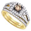 Image 1 : 1.04 CTW Cognac-brown Color Diamond Bridal Ring 14KT Yellow Gold - REF-127F4N