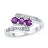 Image 1 : 0.54 CTW Created Amethyst 3-stone Bypass Ring 10KT White Gold - REF-22M4H