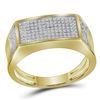 Image 1 : 0.35 CTW Mens Diamond Rectangle Cluster Ring 10KT Yellow Gold - REF-47Y9X