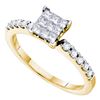 Image 1 : 0.49 CTW Princess Diamond Square Cluster Slender Ring 14KT Yellow Gold - REF-52K4W