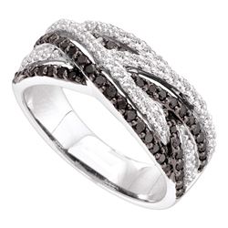 0.85 CTW Black Color Diamond Woven Strand Ring 14KT White Gold - REF-82F4N