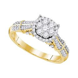 0.69 CTW Diamond Flower Cluster Bridal Engagement Ring 10KT Yellow Gold - REF-72N7F