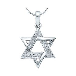 0.10 CTW Diamond Star of David Pendant 10KT White Gold - REF-13M4H