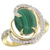 Image 1 : Natural 5.03 ctw malachite & Diamond Engagement Ring 14K Yellow Gold - REF-66A2V