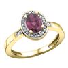 Image 1 : Natural 1.08 ctw Rhodolite & Diamond Engagement Ring 10K Yellow Gold - REF-25G9M