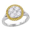 Image 1 : 1.63 CTW Yellow Diamond Cluster Bridal Engagement Ring 18KT White Gold - REF-337Y4X