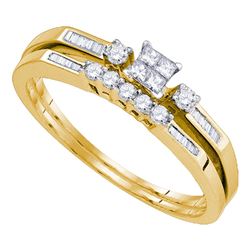 0.32 CTW Princess Diamond Slender Bridal Engagement Ring 10KT Yellow Gold - REF-26N9F