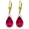 Image 1 : Genuine 10 ctw Ruby Earrings Jewelry 14KT Yellow Gold - REF-90X9M