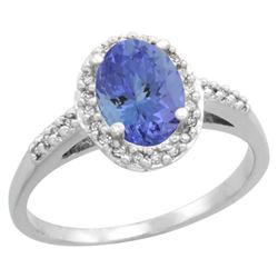 Natural 1.43 ctw Tanzanite & Diamond Engagement Ring 10K White Gold - REF-48R5Z