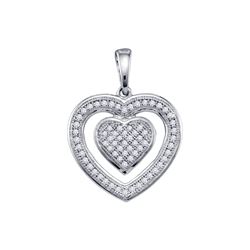 0.20 CTW Diamond Double Heart Pendant 10KT White Gold - REF-18N2F