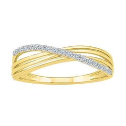 0.08 CTW Diamond Strand Crossover Ring 10KT Yellow Gold - REF-12N2F