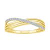 Image 1 : 0.08 CTW Diamond Strand Crossover Ring 10KT Yellow Gold - REF-12N2F