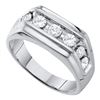 Image 1 : 1 CTW Mens Diamond Squared Edges Single Row Ring 10KT White Gold - REF-79N4F