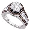 Image 1 : 1.38 CTW Brown Color Diamond Flower Cluster Ring 10KT White Gold - REF-127W4K