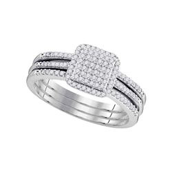 0.33 CTW Diamond Cluster Bridal Engagement Ring 10KT White Gold - REF-34K4W