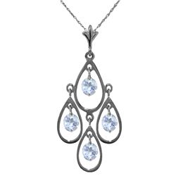 Genuine 1.20 ctw Aquamarine Necklace Jewelry 14KT White Gold - REF-34Y3F