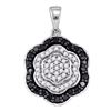 Image 1 : 0.50 CTW Black Color Diamond Hexagon Cluster Pendant 10KT White Gold - REF-22N4F