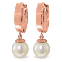 Genuine 4 ctw Pearl Earrings Jewelry 14KT Rose Gold - REF-22P5H