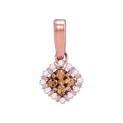 0.25 CTW Cognac-brown Color Diamond Diagonal Square Pendant 14KT Rose Gold - REF-26M9H