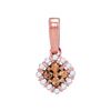 Image 1 : 0.25 CTW Cognac-brown Color Diamond Diagonal Square Pendant 14KT Rose Gold - REF-26M9H