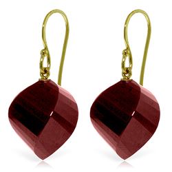 Genuine 30.5 ctw Ruby Earrings Jewelry 14KT Yellow Gold - REF-39M3T