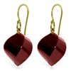Image 1 : Genuine 30.5 ctw Ruby Earrings Jewelry 14KT Yellow Gold - REF-39M3T