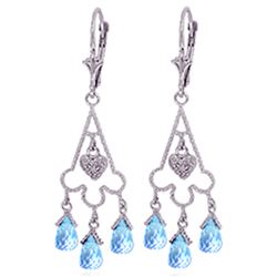 Genuine 4.83 ctw Blue Topaz & Diamond Earrings Jewelry 14KT White Gold - REF-52V7W