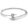 Image 1 : 0.76 CTW Princess Diamond Double Cluster Bangle Bracelet 14KT White Gold - REF-112K5W