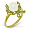 Image 1 : Genuine 2.65 ctw Pearl & Peridot Ring Jewelry 14KT Yellow Gold - REF-28P5H