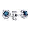 Image 1 : 0.20 CTW Blue Color Diamond Stud Earrings 10KT White Gold - REF-16Y4X