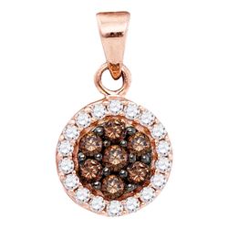 0.40 CTW Cognac-brown Color Diamond Flower Cluster Pendant 10KT Rose Gold - REF-19H4M