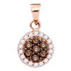 Image 1 : 0.40 CTW Cognac-brown Color Diamond Flower Cluster Pendant 10KT Rose Gold - REF-19H4M