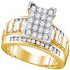 Image 1 : 0.97 CTW Diamond Rectangle Cluster Bridal Engagement Ring 10KT Yellow Gold - REF-67M4H
