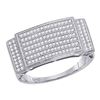 Image 1 : 0.50 CTW Mens Pave-set Diamond Rectangle Cluster Ring 10KT White Gold - REF-52N4F