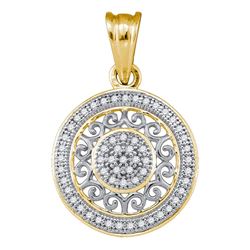 0.15 CTW Diamond Circle Pendant 10KT Yellow Gold - REF-14X9Y
