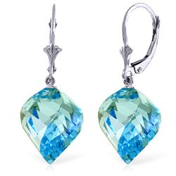 Genuine 27.85 ctw Blue Topaz Earrings Jewelry 14KT White Gold - REF-74M9T