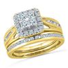 Image 1 : 1.01 CTW Diamond Cluster Bridal Engagement Ring 14KT Yellow Gold - REF-104Y9X