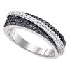 Image 1 : 0.45 CTW Black Color Diamond Crossover Ring 10KT White Gold - REF-49M5H