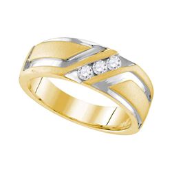 0.25 CTW Mens Diamond Wedding Anniversary Ring 10KT Two-tone Gold - REF-67X4Y