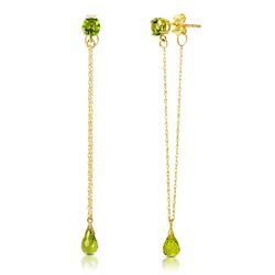 Genuine 3.15 ctw Peridot Earrings Jewelry 14KT Yellow Gold - REF-22H3X