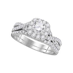 1 CTW Diamond Halo Bridal Engagement Ring 14KT White Gold - REF-172M4H