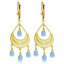 Genuine 6.75 ctw Blue Topaz Earrings Jewelry 14KT Yellow Gold - REF-62H6X