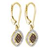 Image 1 : 0.33 CTW Cognac-brown Color Diamond Diagonal Earrings 10KT Yellow Gold - REF-20Y9X