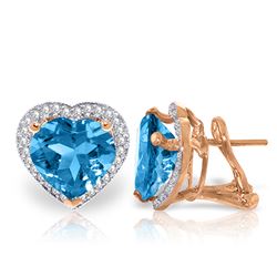 Genuine 12.88 ctw Blue Topaz & Diamond Earrings Jewelry 14KT Rose Gold - REF-107P3H