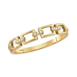 0.03 CTW Diamond Chain Link Stackable Ring 10KT Yellow Gold - REF-9K7W