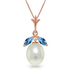 Genuine 4.5 ctw Blue Topaz Necklace Jewelry 14KT Rose Gold - REF-24V3W