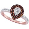 Image 1 : 0.33 CTW Red Color Diamond Teardrop Cluster Ring 10KT Rose Gold - REF-34Y4X