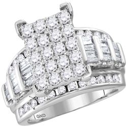1.96 CTW Diamond Cluster Bridal Engagement Ring 10KT White Gold - REF-134K9W
