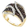 Image 1 : 1 CTW Brown Color Diamond Fashion Ring 10KT Yellow Gold - REF-41Y9X