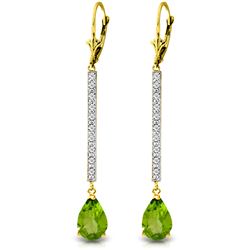 Genuine 3.6 ctw Peridot & Diamond Earrings Jewelry 14KT Yellow Gold - REF-50H9X